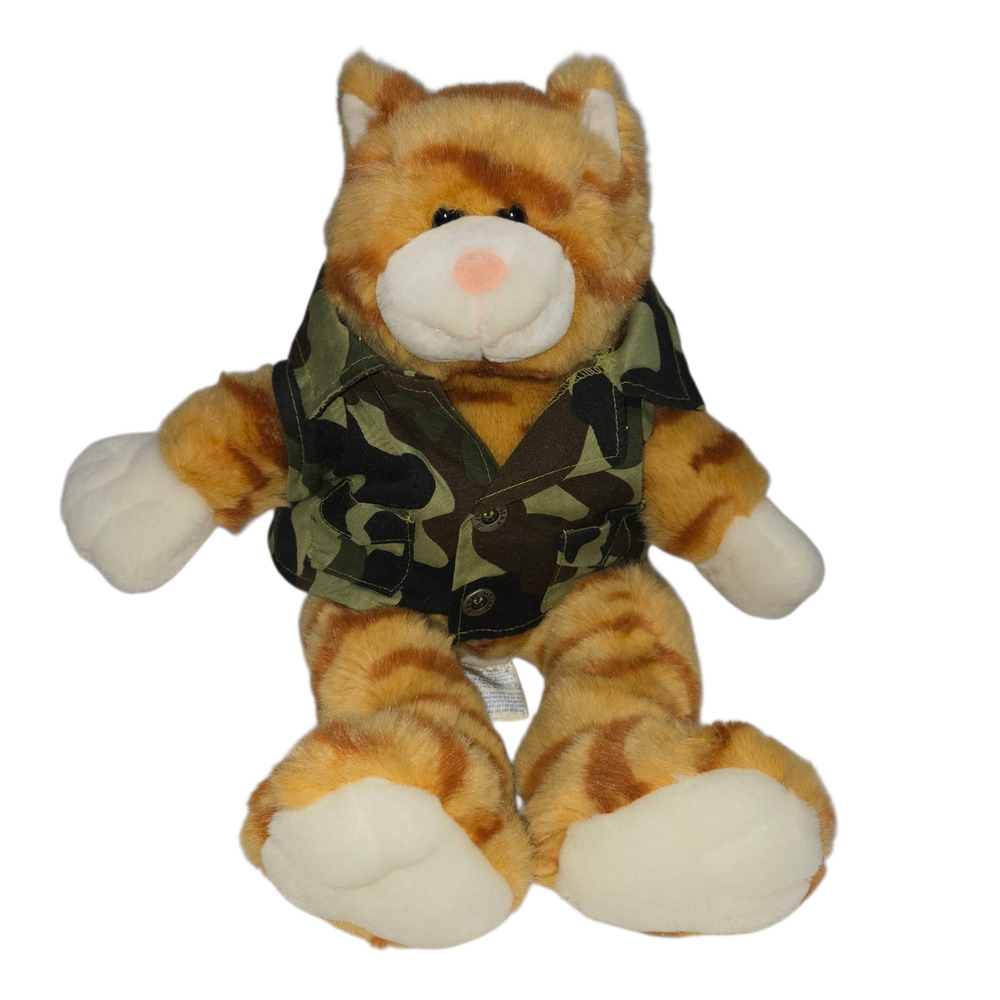 Build A Bear Workshop Orange Tabby Cat Plush Camo Shirt 16‎ Inch